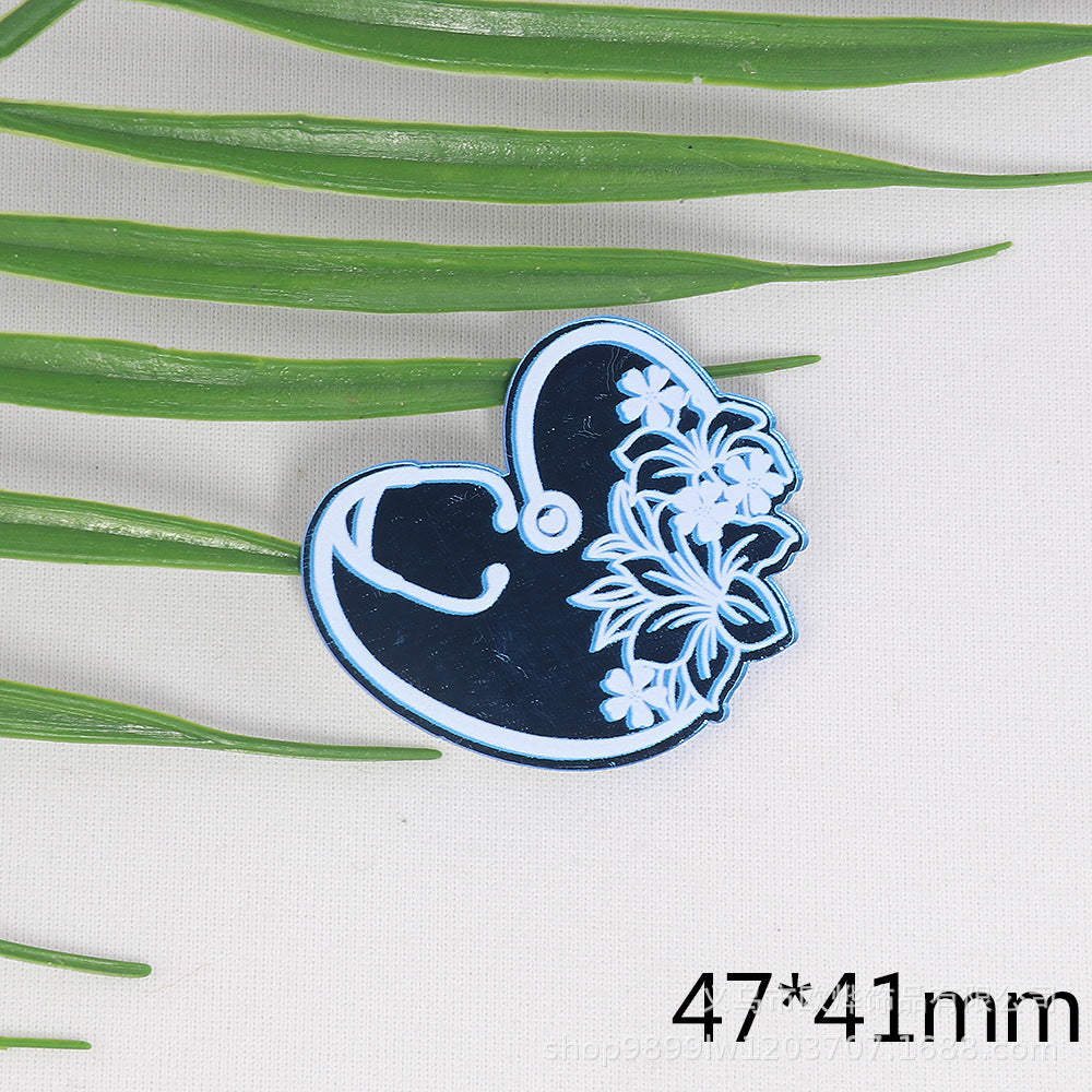 Wholesale 10pcs Powder Blue Double Mirror Acrylic Skull Organ DIY Patch Accessories